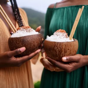 Bohemian Friends Holding Smooth Coconut Bowls