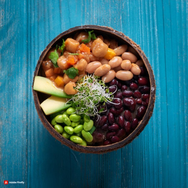 Firefly Black Bean Buddha Bowl Served In A Polished Coconut Bowl 99433