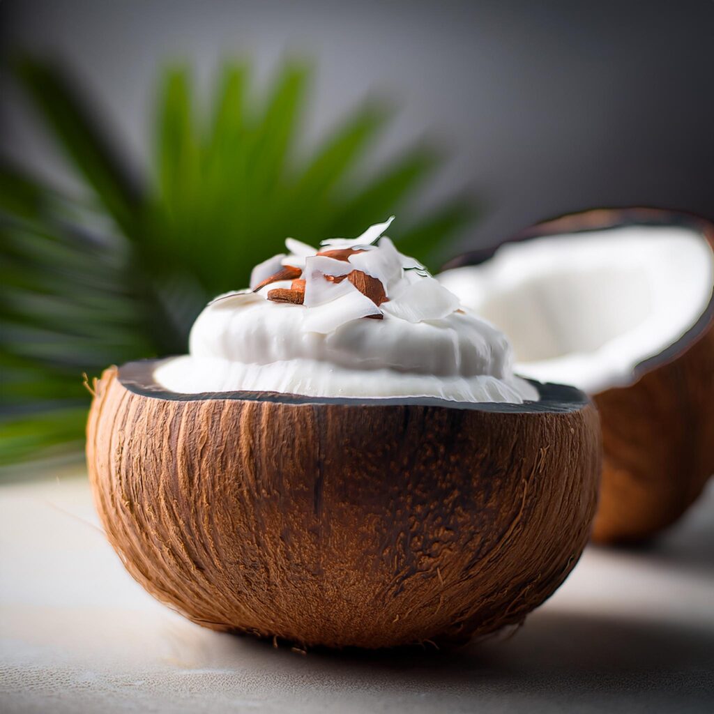 Firefly Coconut Yogurt Parfait Served In A Polished Smooth Coconut Bowl 50829