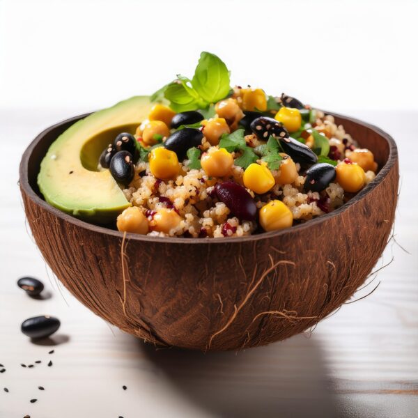 Firefly Create A Realistic Photo Of Crispy Chickpeas, Black Beans, Corn, Avocado, Quinoa In A Smooth