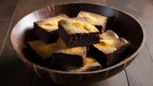 Fruit Powder Brownies In A Coconut Bowl