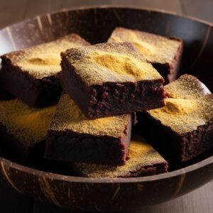 Fruit Powder Brownies In A Coconut Bowl