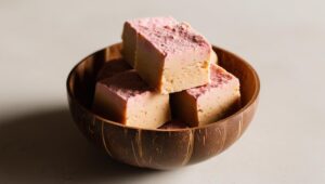 Fruit Powder Fudge In A Coconut Bowl