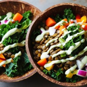 Gluten Free Kale & Lentil Buddha Bowl In Coconut Bowls (1)