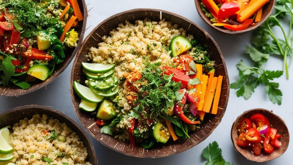 Herbed Bulgur Buddha Bowl In Coconut Bowls (1)