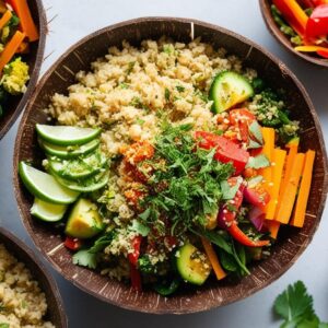 Herbed Bulgur Buddha Bowl In Coconut Bowls (1)