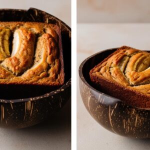 Maca Banana Bread In A Coconut Bowl