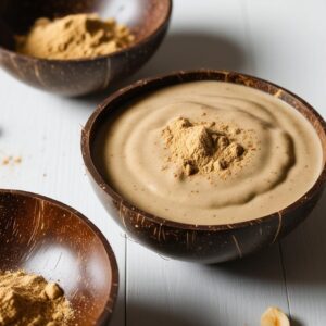 Maca Powder Smoothie In Coconut Bowls (1)