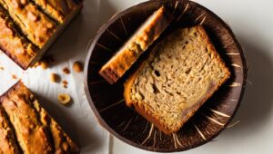 Nut Butter Banana Bread In A Coconut Bowl