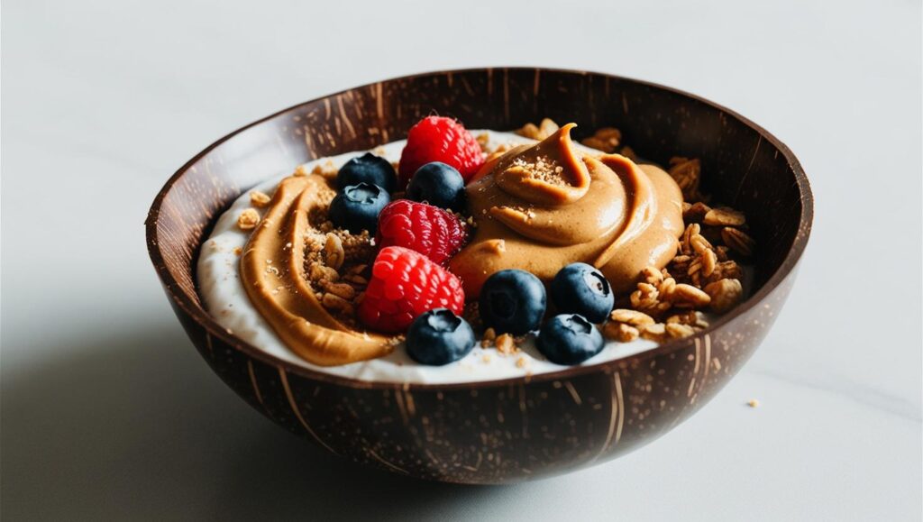 Nut Butter Breakfast Bowl In A Coconut Bowl (1)