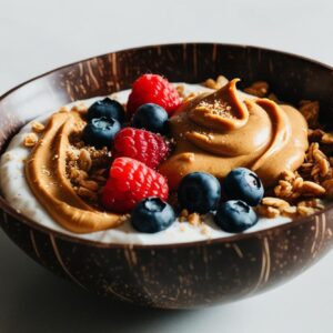 Nut Butter Breakfast Bowl In A Coconut Bowl (1)