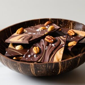 Nut Butter Chocolate Bark In A Coconut Bowl