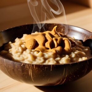 Nut Butter Oatmeal In A Coconut Bowl