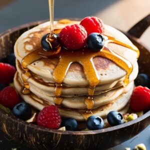 Nut Butter Pancakes In A Coconut Bowl