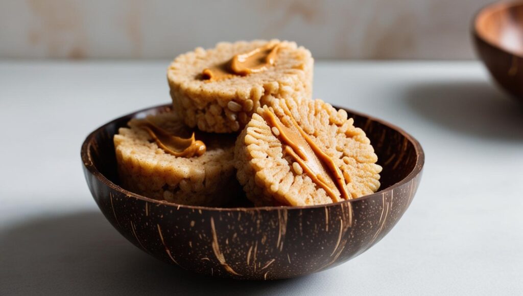 Nut Butter Rice Cakes In A Coconut Bowl