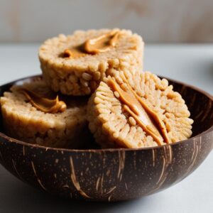 Nut Butter Rice Cakes In A Coconut Bowl