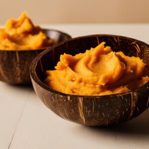 Sweet Potato Mash In A Coconut Bowl