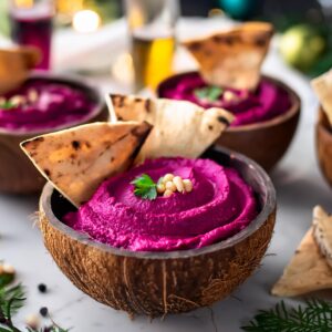 Beet Hummus And Pita Wedges