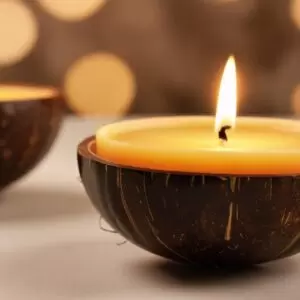 Coconut Bowl Beeswax Candle (2)