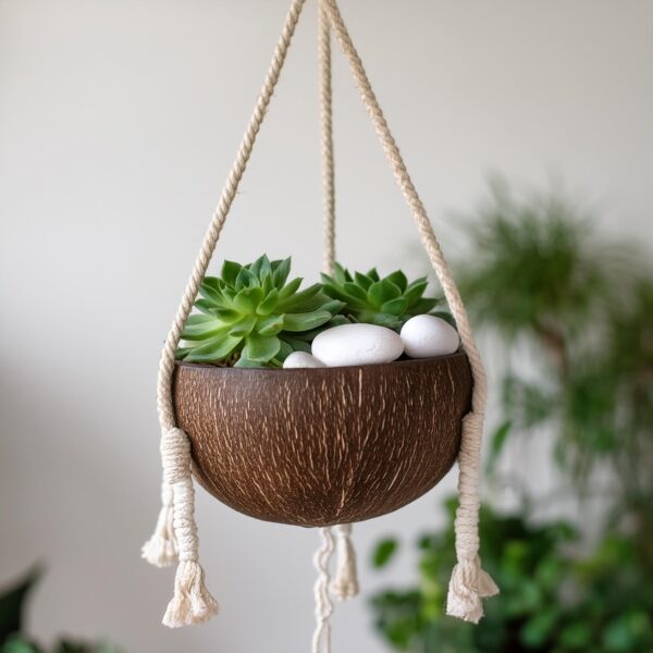 Coconut Bowl Hanging Basket