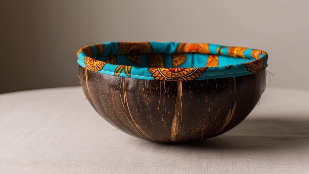 Fabric Lined Coconut Bowl Craft (1)