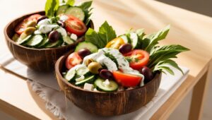 Greek Tzatziki Buddha Bowl In Coconut Bowls (1)