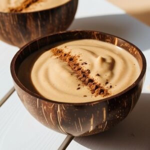 Maca Powder Smoothie In Coconut Bowls