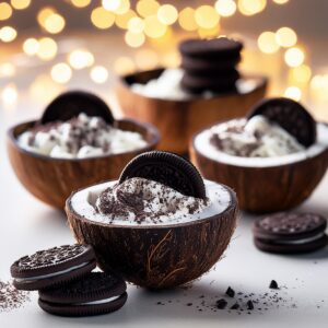 Firefly Rows Of Smooth Coconut Bowls Filled With Crushed Oreo Cookies, With Oreo Cookies In The Back (1)