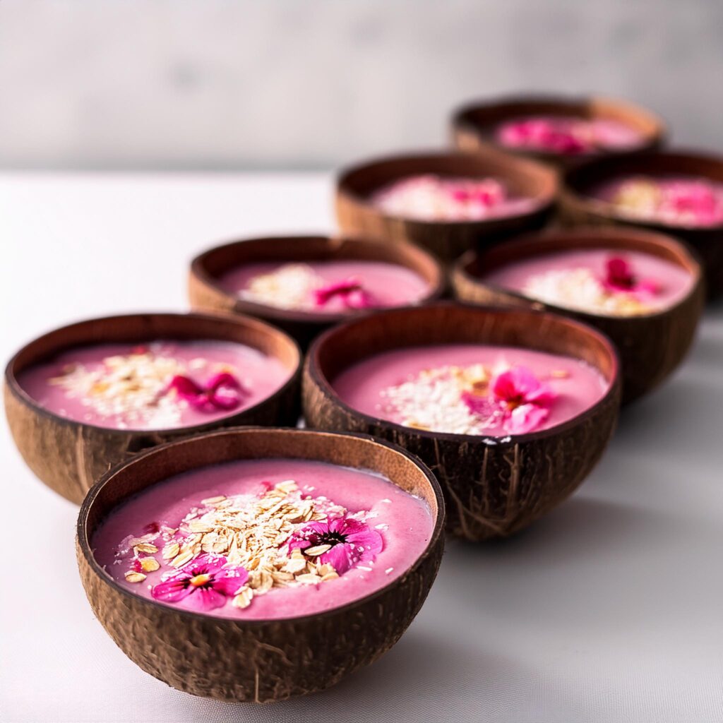 Pink Oatmeal Bowls In Smooth Coconut Bowls