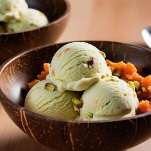 Pistachio Carrot Cake Nice Cream In Coconut Bowls (3)