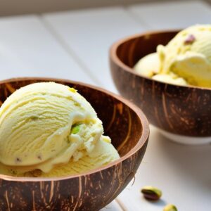 Pistachio Lemon Nice Cream In Coconut Bowls