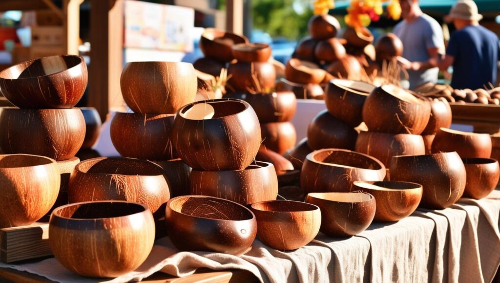 Selling Coconut Bowls At A Farmers Market (1)