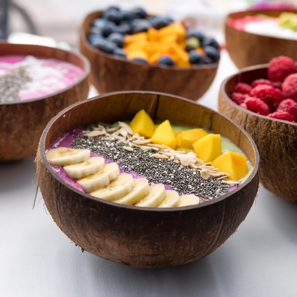 Smoothie Bowl Stand At A Farmers Market